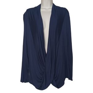 POPANA Blue Criss Cross Cardigan Long Sleeve Stretchy Top Large